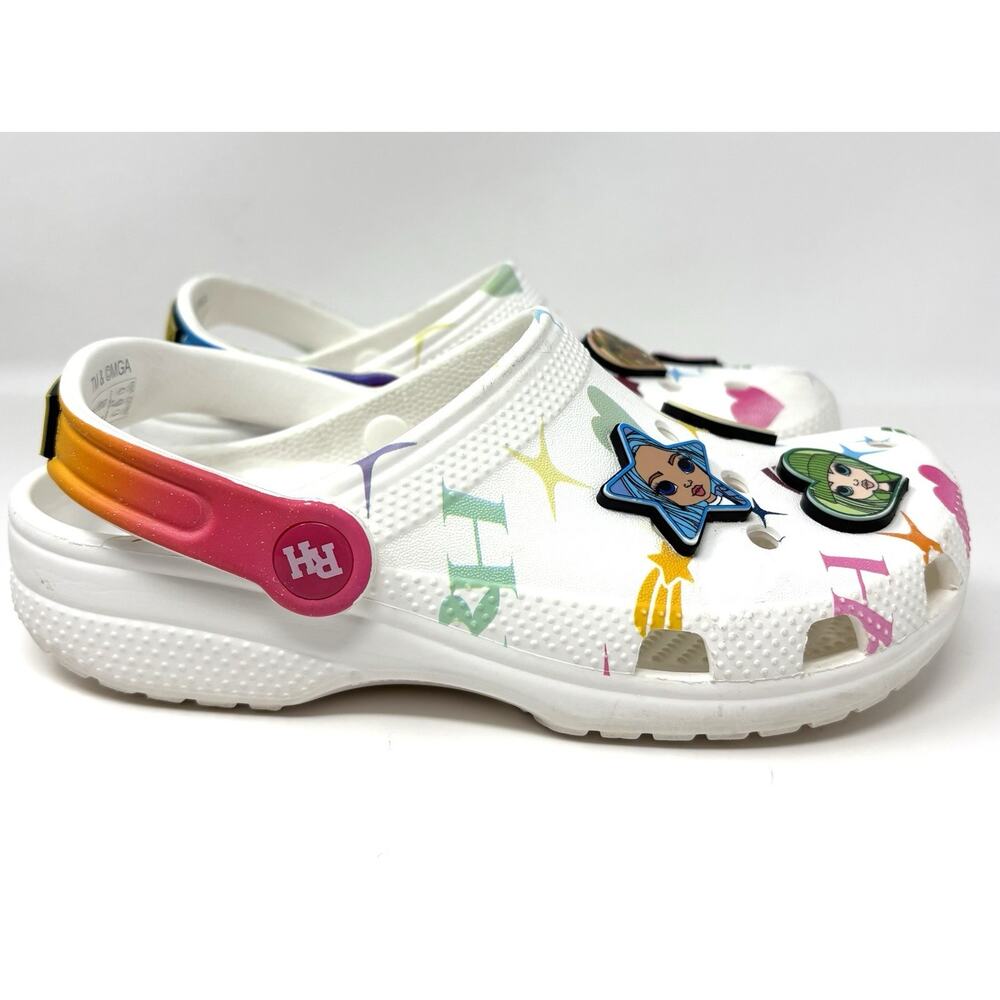 CROCS Rainbow High Size J3 Unisex Kids Classic Clogs Gently Worn
